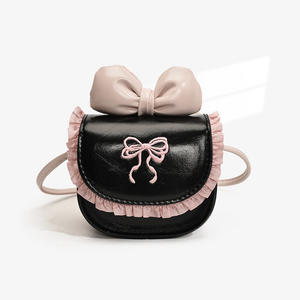 Bolso para niños de color sólido Otoño Invierno Nuevo estilo Bolso retro con lazo Mini bolso cruzado - Product Image 2