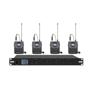 Sistema de micrófono inalámbrico profesional True Diversity de 490 1 receptor con 4 micrófonos UHF profesionales para presentaciones en escenario. - Product Image 2