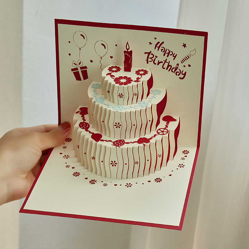 Birthday cake style, comes with 1 envelope