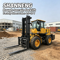 Chariot élévateur tout-terrain SHANNENG 10 tonnes 4x4 diesel, chariot élévateur lourd avec moteur Cummins EPA4 pour l'exploitation minière, les carrières et les chantiers de construction