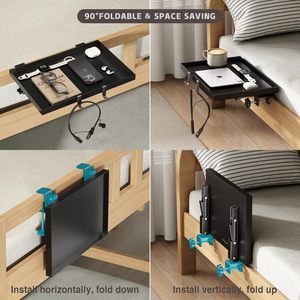 Étagère de chevet pliable en métal à clipser sur <span class=keywords><strong>lit</strong></span> superposé, robuste pour dortoir universitaire, organisateur essentiel - Product Image 4