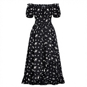Robe longue en mousseline de soie à sequins et perles, style européen et américain, sans manches, col en V, coupe trapèze, taille naturelle, motif floral, pour soirée estivale - Product Image 1