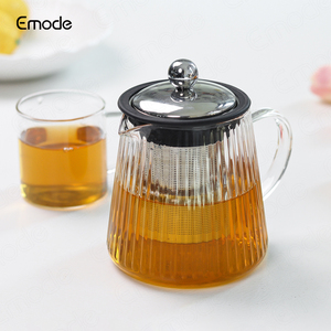 2025 Emode Vertical Grain 600ml Théière en verre Théière en verre avec infuseur en acier inoxydable - Product Image 6