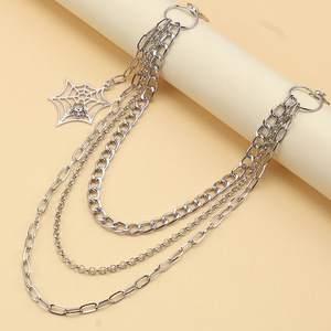 Cadena de cintura metálica de varias capas estilo telaraña Yueli, estilo hip hop, punk, gótico, para fiestas, accesorio de moda. - Product Image 3