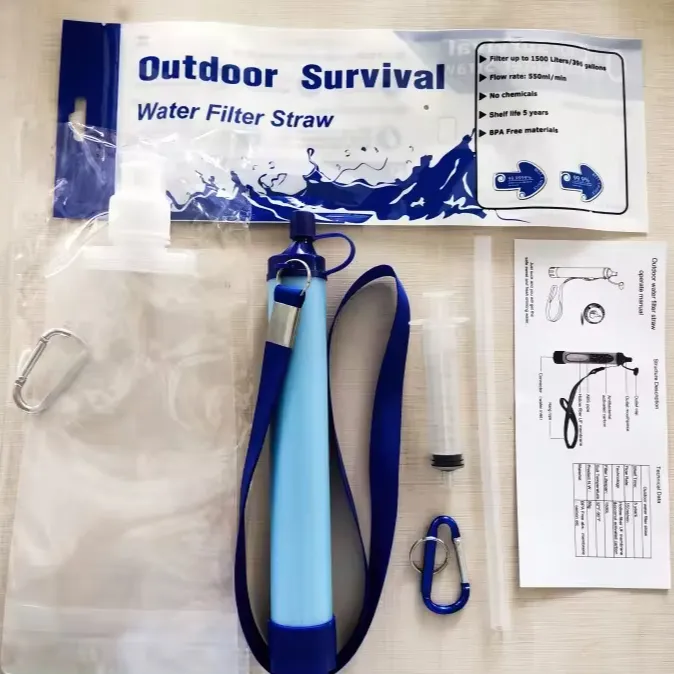 Outdoor Survival Emergency Water Filter Straw for Camping and Hiking