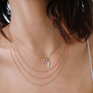 Promoción Europea EE. UU. Venta caliente Mujeres Joyería Chapado en oro Colorido Cz Lock Key Charm Collar - Product Image 5