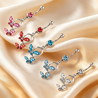 Bijoux de piercing pour le ventre en acier inoxydable plaqué or avec pierre en zircon, tendance pour les occasions festives
