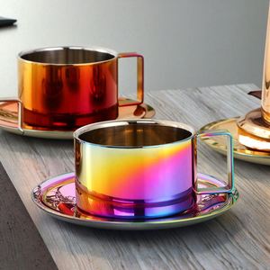 Vente en gros de tasses à thé et à café en acier inoxydable personnalisées avec logo, avec plateau et poignée, pour la maison, le bureau, le restaurant - Product Image 2