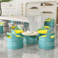 Ensemble de chaises de salle à manger de style baril pour restaurant commercial moderne, table basse ronde en métal, meubles en fût pour l'extérieur