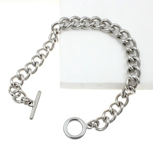 Stainless Steel Cuban Chain Bracelet With <b>T</b>-<b>Bar</b> Clasp Unisex Fashion Jewelry - Product Image 2