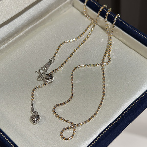 Collar Cuadrado de Plata de Ley S925 con Contraste Dorado, Estilo Medieval Elegante, Diseño Simple y Moderno, Cadena para Mujer - Product Image 4