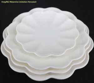 Plato personalizable de gama alta con borde de flores de melamina, vajilla reutilizable, diseño especial para restaurantes, calcomanía Irregular de plástico - Product Image 2