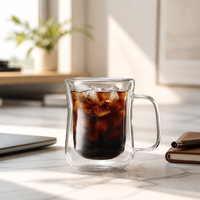 Tasses à café en verre à double paroi personnalisées fabriquées en usine pour le café expresso