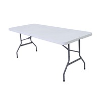 Table pliante moderne pour pique-niques, événements, ateliers, salle de sport, repas – Économique, portable, en acier inoxydable, pour extérieur et entrepôt