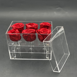 Hộp Quà Tặng Hoa Hồng <span class=keywords><strong>Acrylic</strong></span> Độc Đáo, Hộp Quà Tặng Hoa Hồng <span class=keywords><strong>Acrylic</strong></span> Trong Suốt 6 Hoa Hồng Hình Chữ Nhật Thời Trang Sang Trọng - Product Image 1
