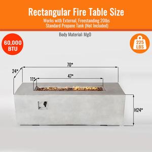 Rectangular Mgo 60cm Propane/Natural Gas <b>Fire</b> <b>Pit</b> <b>Table</b> with 60000 BTU Heating for Outdoor Heating - Product Image 4