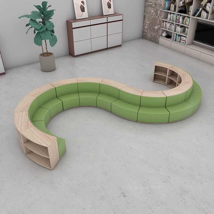 Sagely Curved Sofa Seat Bookcase Creative Modern Wooden Bookshelf for ...