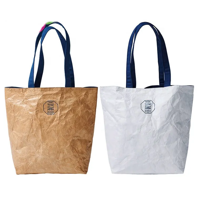 Sac fourre-tout écologique Tyvek, sac pliable blanc, étanche, personnalisé pour femmes, sac de Shopping écologique avec logo