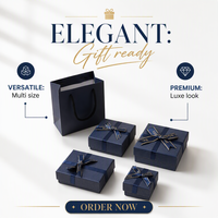 Boîte cadeau rigide personnalisée, écologique, biodégradable, recyclable, avec paillettes argentées, ruban en satin, nœud, emballage de luxe pour bijoux en papier