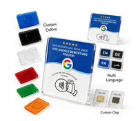 Support de table en acrylique 12 cm, carte NFC Google Review compatible NFC213 13,56 MHz, appuyez pour laisser un avis, OEM/ODM personnalisé, prêt à être expédié, en stock