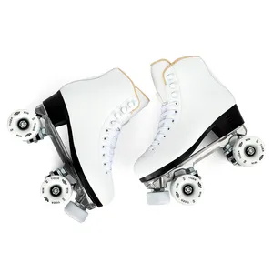 Rolo brilhante cor branca 4 rodas profissional, patins de rolo quad