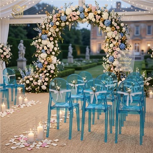 Sillas de Acrílico Azul con Respaldo Ovalado Clásico para Eventos, Bodas <span class=keywords><strong>en</strong></span> <span class=keywords><strong>la</strong></span> <span class=keywords><strong>Playa</strong></span> y Banquetes Costeros - Product Image 1