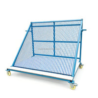 Chariot de stockage structurel de type harpe pour feuilles de verre, capacité de charge de 1 tonne par emplacement, espacement de 26 mm, rangement catégorisé