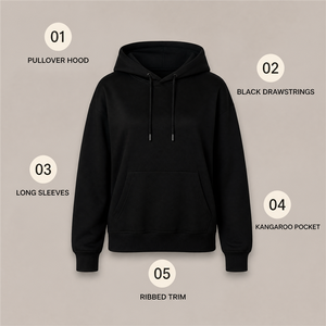 Sweat à capuche unisexe noir oversize en coton French Terry pour un look décontracté en automne - Product Image 2