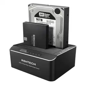 RSHTECH Data USB3.0 Dual SATA-Festplatten gehäuse 6 Gbit/s UASP-Klon 16TB HDD-Docking station für 2,5 ''und 3,5'' SSD/HDD-Gehäuse