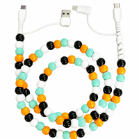 Câble de charge perlé FASHLINK 4-en-1 USB multi-chargeur, cordon de type C, style menthe fraîche, câble de téléphone en bloc