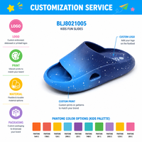 Детские шлепанцы Custom Kids Galaxy Slide с синим принтом в стиле Splatter, дышащие, нескользящие, для мальчиков и девочек, для лета и улицы