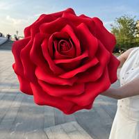 Rose artificielle géante rouge avec support métallique, grande rose en mousse pour décoration de sol, toile de fond de mariage, événementiel, vente en gros