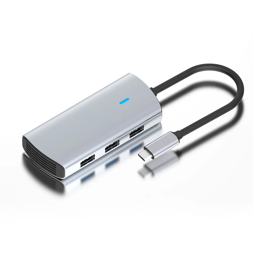 Grosir OEM/ODM 5 in1 USB C splitter usb data USB usb3.0 HD 4K adaptor stasiun Dok PD 100W hub Data Tipe c untuk komputer Laptop