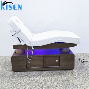 Kisen Modern 4 Motors Electric Beauty Bed With <b>LED</b> <b>Light</b> Adjustable Leg Rest Backrest Lift Option Latex Mattress <b>Cover</b> - Product Image 1