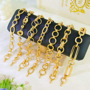 Fashionable Punk Hip Hop Chain <b>Bracelet</b> 21k <b>Gold</b> Plated Simple Chunky Link Ladies Jewelry for Daily Wear - Product Image 1