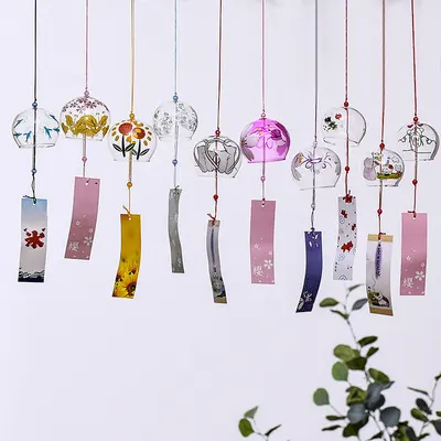 Japanese-style lovely wind chimes handmade glass painted pendant creative gift Valentine's Day gift home decoration