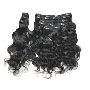 Factory Supply 100% Virgin Cuticle Aligned Human Hair Peruvian Hair Clip In Hair Extensions