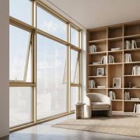 Ventana Moderna de Aluminio y Vidrio para Tiendas, Ventana Automática Abatible para Cafeterías y Comercios, Control Inteligente Opcional