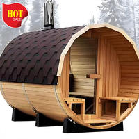 Grand sauna panoramique de luxe en plein air à bas prix Sauna au bois de cèdre pour 4-6 personnes Chauffage au bois