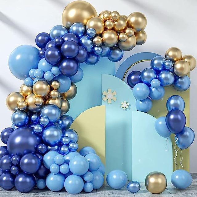 Blue and Gold Balloon Set Wedding Birthday Party Decoration 95pcs Balloons Garland Arch Kit