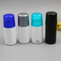 Flacon cosmétique vide en plastique PP rond avec couvercle rechargeable de 50 ml et 65 ml pour crème pour le visage et crème pour les yeux, flacon à bille