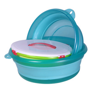 Folding Bait Bowl With Lid ABS Material Multi Purpose Fishing <b>Tackle</b> <b>Box</b> For Outdoor Use - Product Image 1