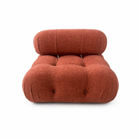 Fauteuil lounge modulaire en velours tufté, canapé simple sans accoudoirs, fauteuil d'appoint terracotta, design italien à profil bas pour salon et hôtel