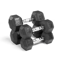 Ensemble d'haltères hexagonales en caoutchouc de 25 lb (11,3 kg) avec support, revêtement noir intégral, pour femme, en fonte de Nantong