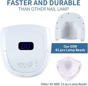 60W Rechargeable UV LED Nail <b>Lamp</b> Faster Dryer for Gel Polish <b>with</b> Auto Sensor Fingernail Toenail Polisher - Product Image 3
