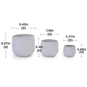 Juego de 3 Macetas de Cerámica Esmaltada de Lujo, Modernas, para Patio, Ventanas y Piso, Ecológicas, Ligeras, Blancas Mate - Product Image 6