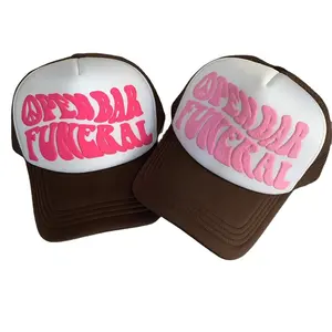 Fabrik benutzer definierte hochwertige Stickerei Schaum Trucker Kappe 3d Puff Print Trucker Hut