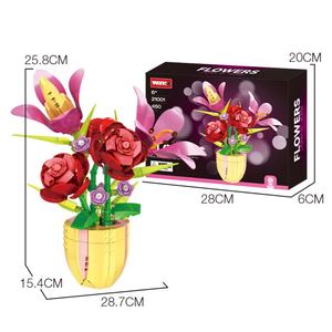 Petites particules en plastique 1/8 assemblées, ornements de bureau pour filles - Blocs de construction Lily Rose, modèle transfrontalier, jouets de plantes en pot - Product Image 5