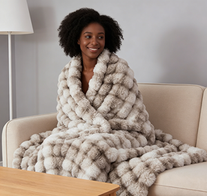 Plaid en fausse <span class=keywords><strong>fourrure</strong></span> personnalisable 60x80 pouces, marron tie-dye, doux et confortable pour canapé, fauteuil et usage domestique - Product Image 2