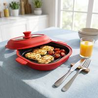 Plat de cuisson au micro-ondes Hemase FG-055, carré, en silicone, avec couvercle transparent, réutilisable, revêtement PTFE, passe au lave-vaisselle, OEM ODM